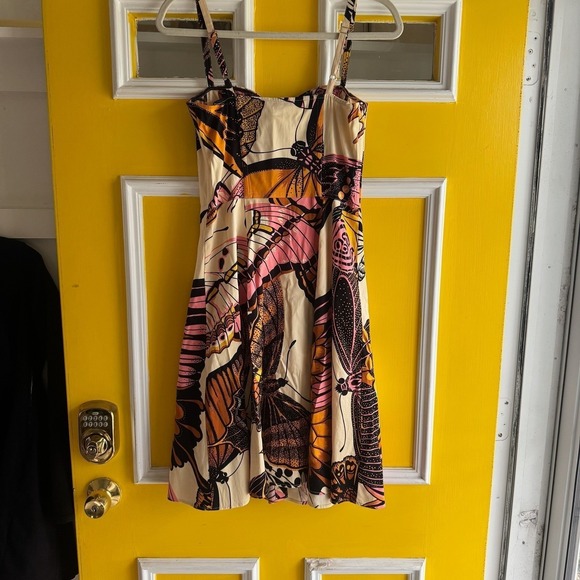 Betsey Johnson Butterfly corset y2k Print Mini Dress Sweetheart Button Front 6 - Picture 5 of 10
